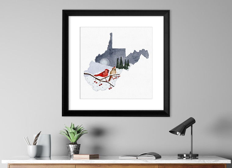 Watercolor West Virginia Cardinals Art Print