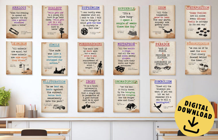 Literary Terms Set of Sixteen DIGITAL DOWNLOAD