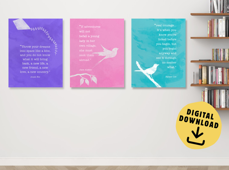 Harper Lee, Jane Austen, Anias Nin Set of Three DIGITAL DOWNLOAD