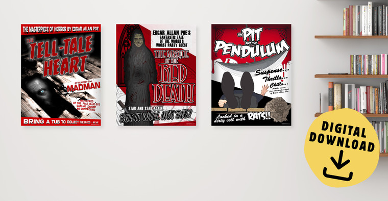Edgar Allan Poe Movie-Style Poster Set of Three DIGITAL DOWNLOAD