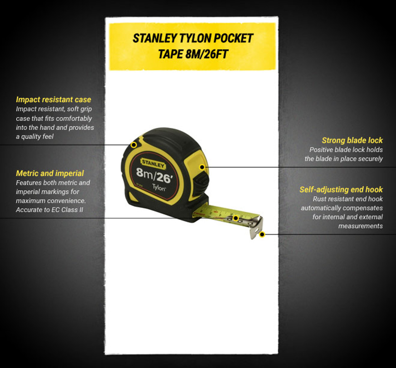 STANLEY® TYLON Tape Measure 8m BULK