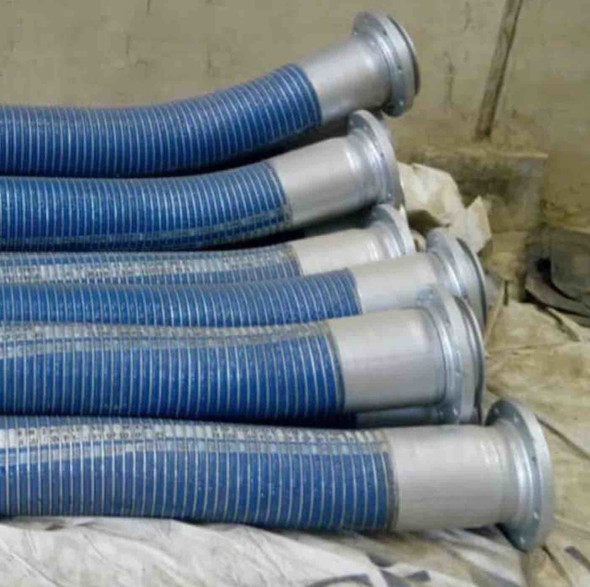 Bulk Discharge and Cargo Hose with flange coupling 8 inch by 12 meters blue color