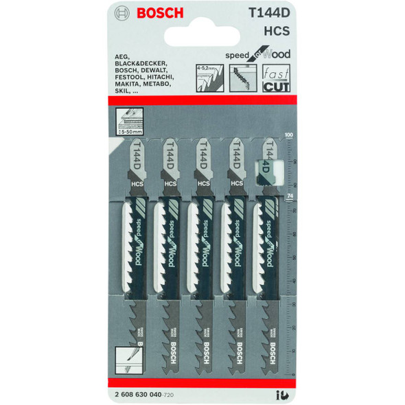 Bosch Jigsaw blade T 144 D Speed for Wood (5pcs in a pack)