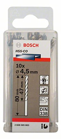 Bosch Metal drill bits HSS-Co, Standard 4,5 x 47 x 80 mm (10pcs) Bosch Metal drill bits HSS-Co, Standard 4,5 x 47 x 80 mm (10pcs)