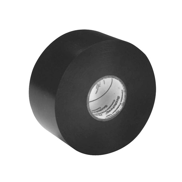 Corrosion Protection Tape, black, 2'' by 100 feet. Designed with special high-tack adhesives formulated to resist corrosion of metal piping systems above and below ground, fittings, and joints on all mil-coated pipe and electrical conduit systems.