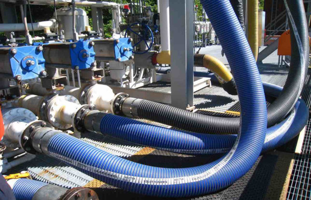 Bulk Discharge and Cargo Hose with flange coupling 8 inch by 12 meters blue color