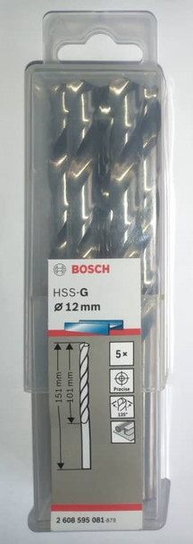 Bosch Metal Drill Bits HSS-G, DIN 338 12 x 101 x 151 mm