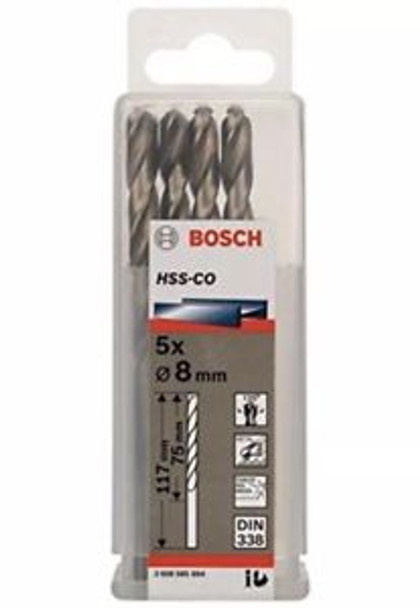 Bosch Metal drill bits HSS-Co, Standard 8 x 75 x 117 mm      (5pcs)