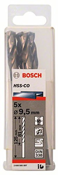  Bosch Metal drill bits HSS-Co, Standard 9,5 x 81 x 125 mm   (5pcs)