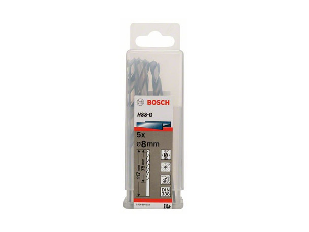 Bosch Metal drill bits HSS-G, DIN 338 8 x 75 x 117 mm       (5pcs)