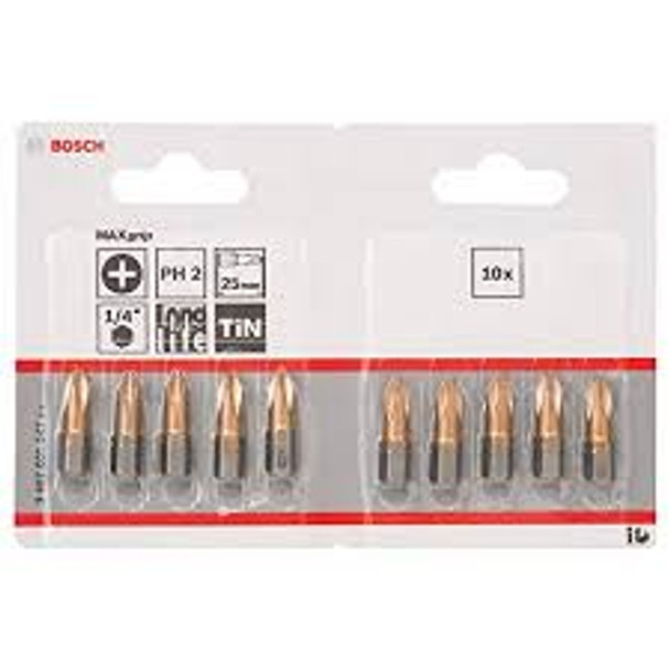 Bosch Screwdriver bit Max Grip PZ 2 in 25 mm (10 pieces)