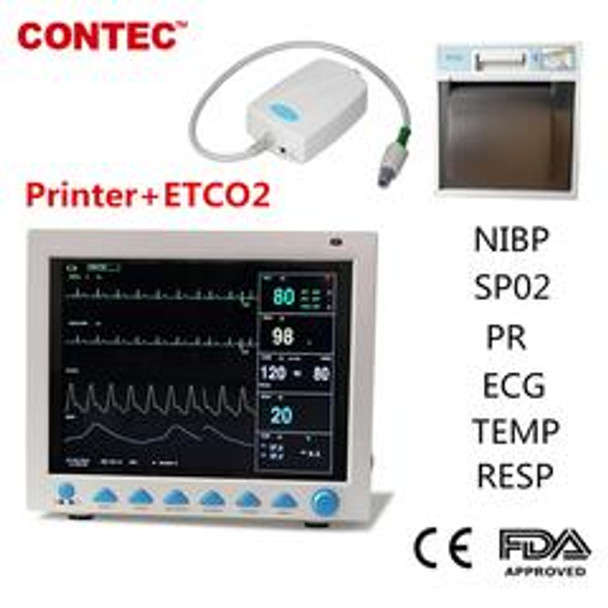  CMS8000 Vital Sign Patient Monitor 7 Parameters ICU CCU Free ETCO2 +Free Printer CONTEC