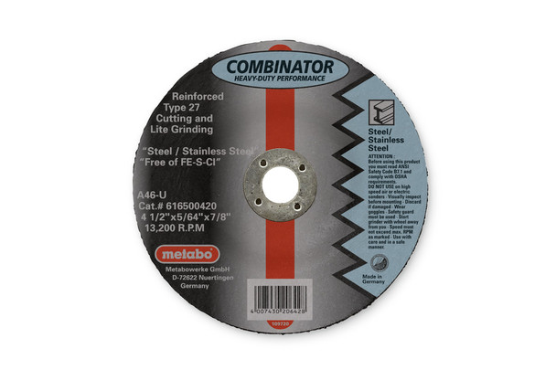  Combinator Wheel 4 1/2" x 5/64" x 7/8" Cutting Disc METABO