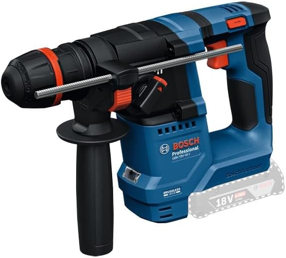 Bosch GBH 18V-18X Professional 18V Brushless SDS Plus Rotary Hammer with ONECHUCK for Concrete Wood & Metal 1.5J Impact for Carpenters & Electricians 