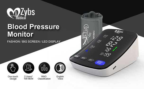 ZYBS Medical FDA-Cleared Upper Arm Blood Pressure Monitor 