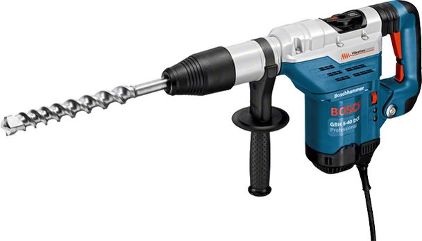 Bosch GBH 5-40 DE promo Rotary Hammer with SDS-max online at GZ Industrial supplies

The most important data

Here you will find the most important technical data for your professional Bosch tool at a glance!
Rated power input 	1.150 W
Max. impact energy 	8,8 J
Impact rate at rated speed 	1.500 – 3.050 bpm
Rated speed 	170 – 340 rpm
Weight 	6,8 kg
Length 	485 mm
Height 	260 mm
Bit holder 	SDS-max
drilling range 	
Drilling diameter in concrete with hammer drill bits 	12 – 40 mm
Optimum range of applications in concrete with hammer drill bits 	18 – 32 mm
Drilling diameter in concrete with breakthrough drill bits 	45 – 55 mm
Drilling diameter in concrete with core cutters 	40 – 90 mm
Noise/vibration informat