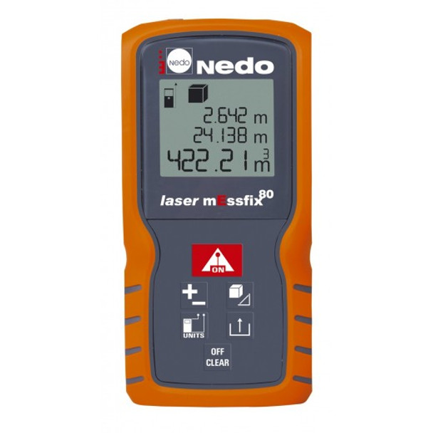 Buy Nedo Laser mEssfix 80 Distance Measure , 0.05-80m online at GZ Industrial Supplies Nigeria.

Features:
    Multi-functional end piece with automatic position detection
    Clear, back-lit 3-line display
    Area and volume calculation
    2 Pythagoras functions
    Single or continuous measuring
    Calculator function (+/-)
    Memory for the last ten measurements
    Small, handy and robust
    IP 54 splashwater protection

