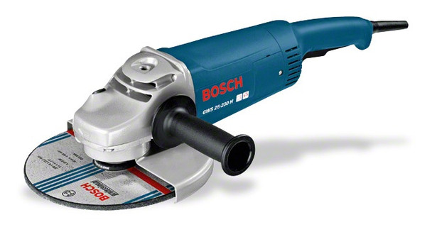 Bosch angle grinder GWS 26-230 JBS Professional
Top performance with Vibration Control
Powerful 2600 Watt motor with maximum power reserves for highest material removal rate and fastest work progress
Vibration reduced by up to 60% thanks to auxiliary handle with Vibration Control, for fatigue-free working