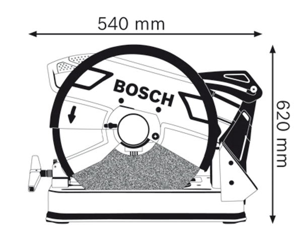 Bosch GCO 2000 Metal multi-cutter, saw and grinder, exact measurements 