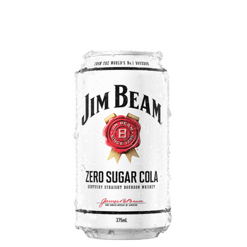 Jim Beam White Label Bourbon and Zero Sugar Cola Cans 375mL
