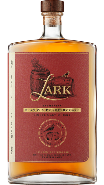 Lark Brandy & PX Sherry Cask Single Malt Tasmanian Whisky 500mL