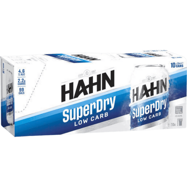 Hahn Super Dry 330mL Can 10pk