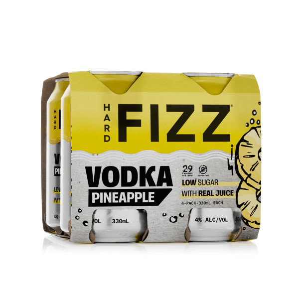 Hard Fizz Vodka & Pineapple 330ml Can 4 Pack Hard Fizz Vodka & Pineapple 330ml Can 4 Pack