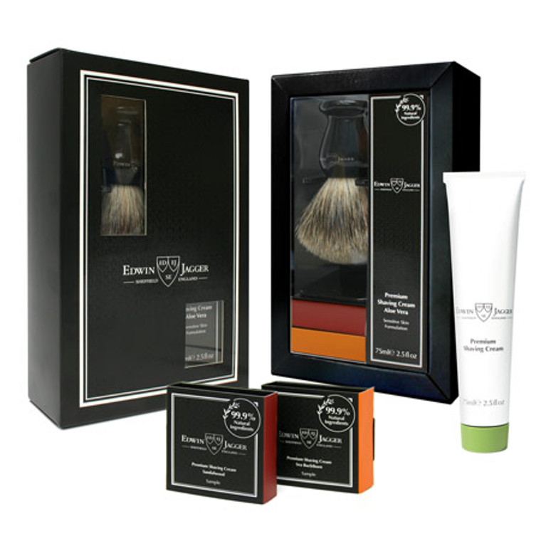 Edwin Jagger Ebony Shave Cream & Brush Gift Set