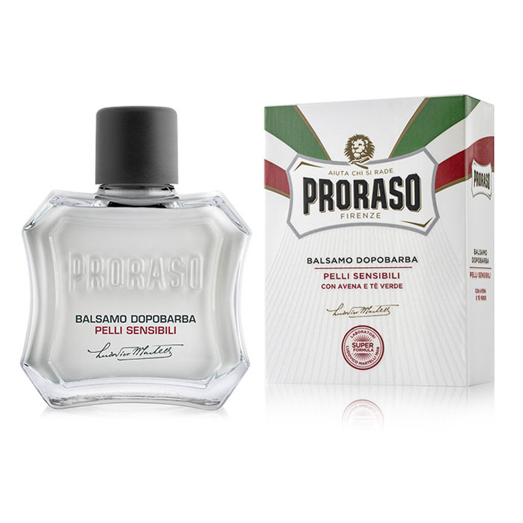 Proraso White Sensitive Liquid Cream Aftershave Balm with Green Tea & Oat