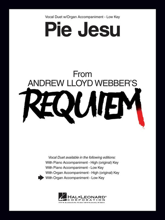 Hal Leonard Pie Jesu (From Requiem) Vocal Duet W/Organ Accompaniment Low Key