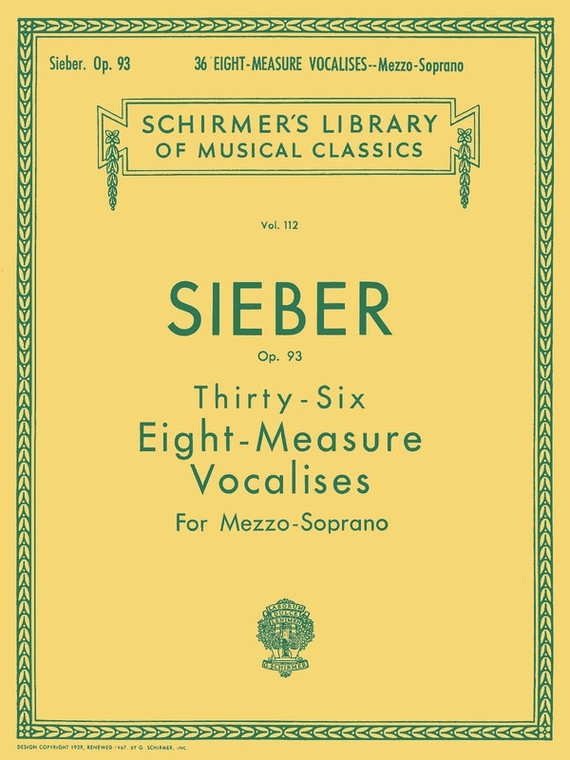 Sieber 36 Vocalises Op 93 Mezzo Soprano