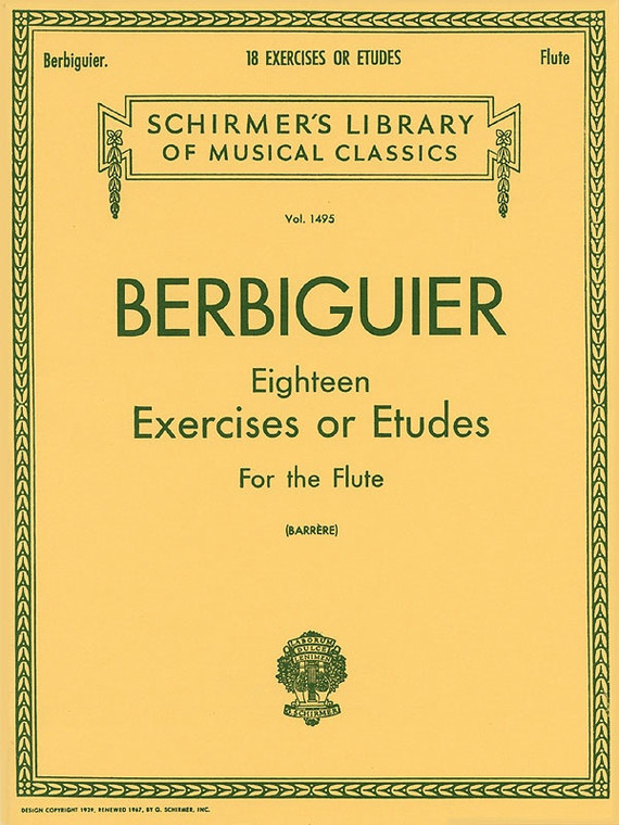 Berbiguier 18 Exercises Or Etudes For Flute