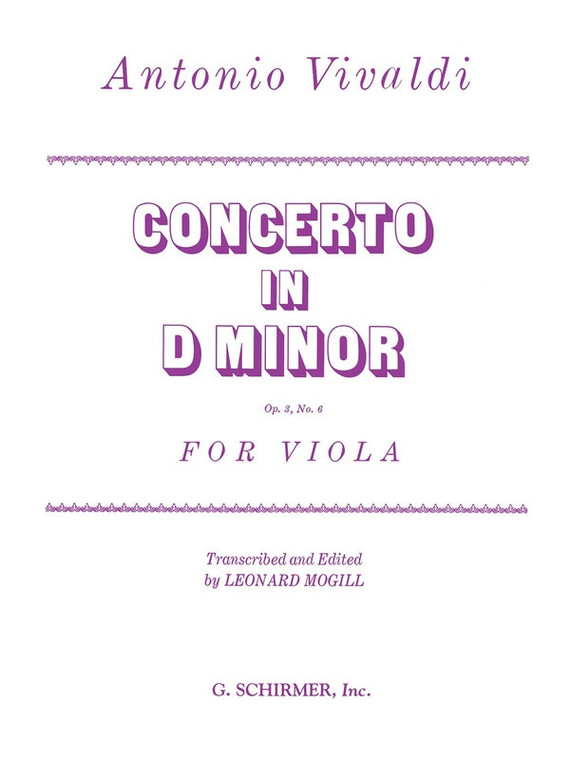 Vivaldi Conc D Minor Op 3 N0 6 Viola/Piano
