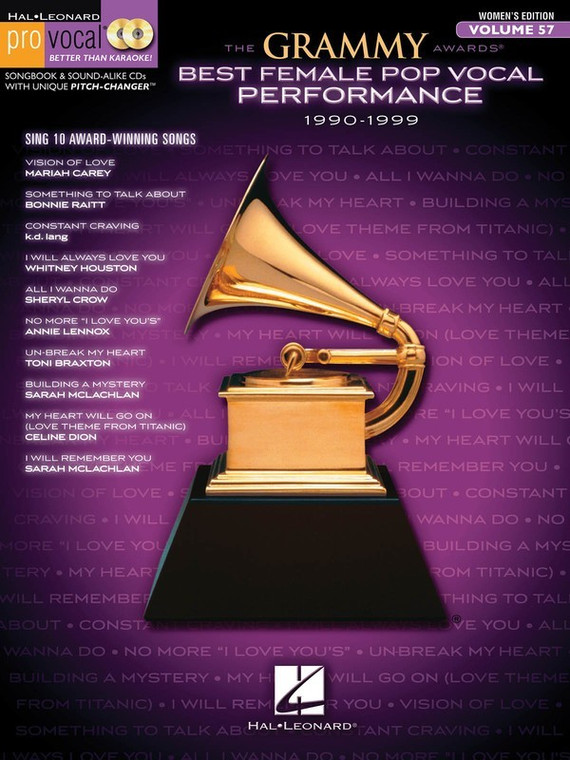 Hal Leonard The Grammy Awards Best Female Pop Vocal Performance 1990 1999 Pro Vocal Women's Edition Volume 57