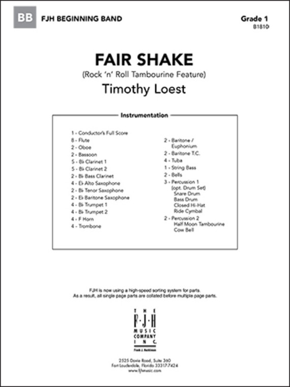 Fair Shake (Rock N Roll Tambourine Feature) Cb1 Sc/Pts