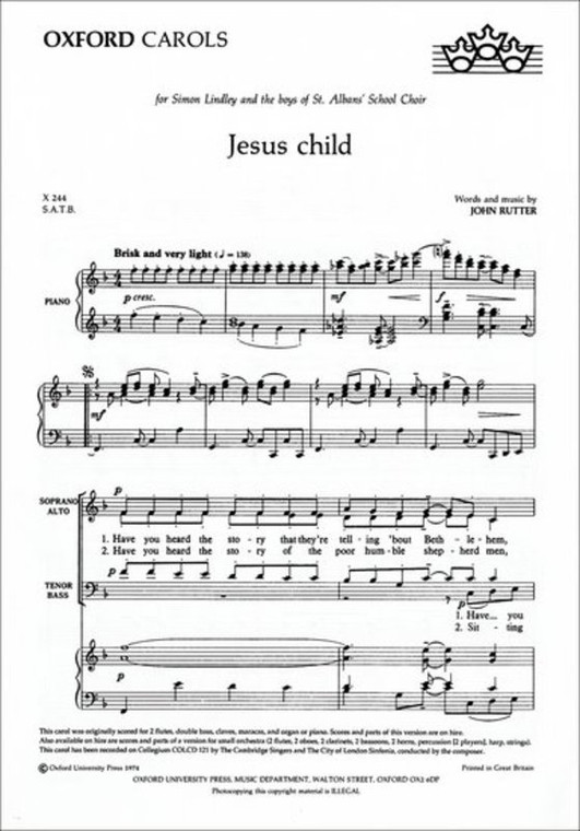 Jesus Child Satb/Pno