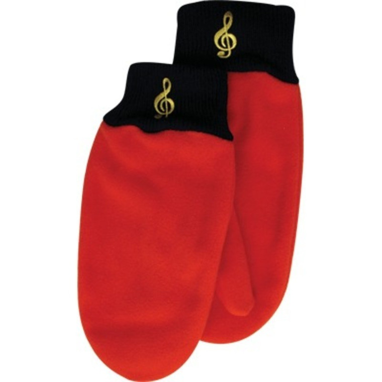 Fleece Mittens G Clef Red Medium / Large