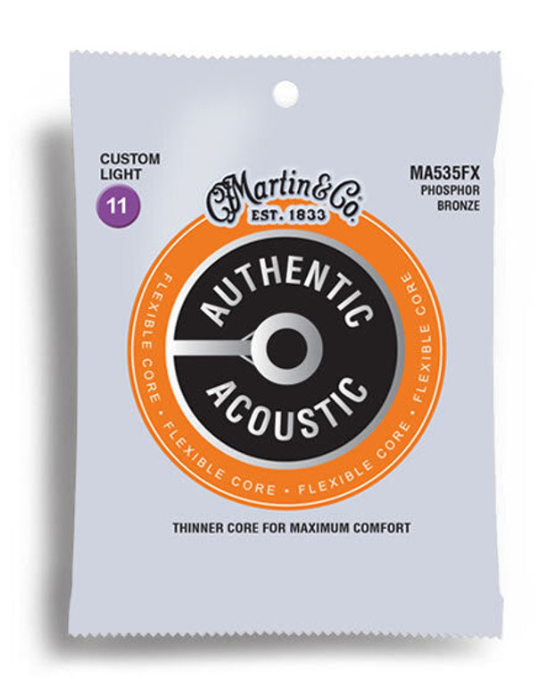 Martin Authentic Acoustic Flexible Core 92/8 Phosphor Bronze Custom Light Guitar String Set (11-52)