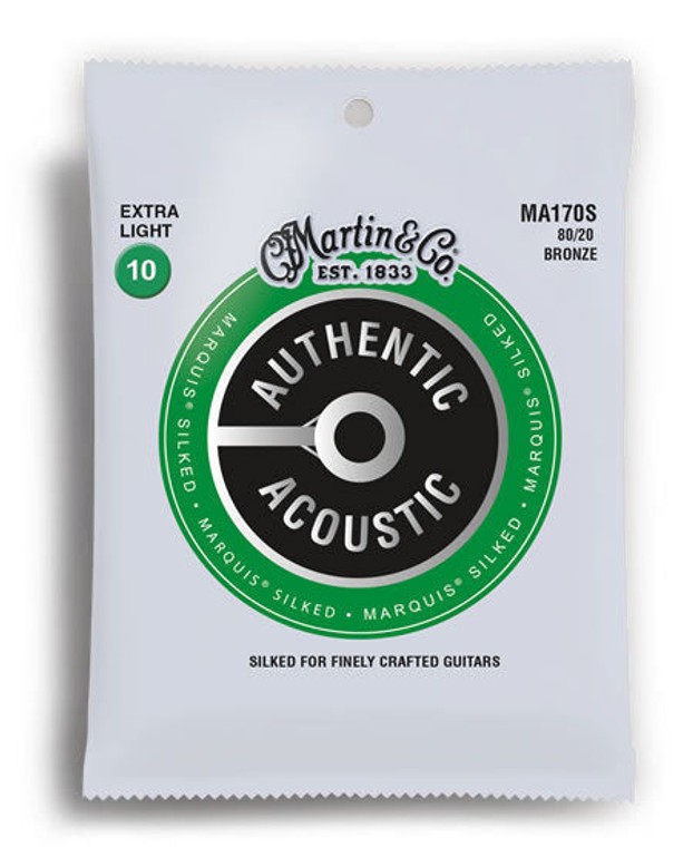 Martin Authentic Acoustic Marquis Silked 80/20 Bronze Extra Light Guitar String Set (10-47)