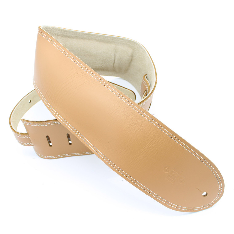 Dsl Guitar Strap 3.5" Padded Suede Tan/Beige Leather