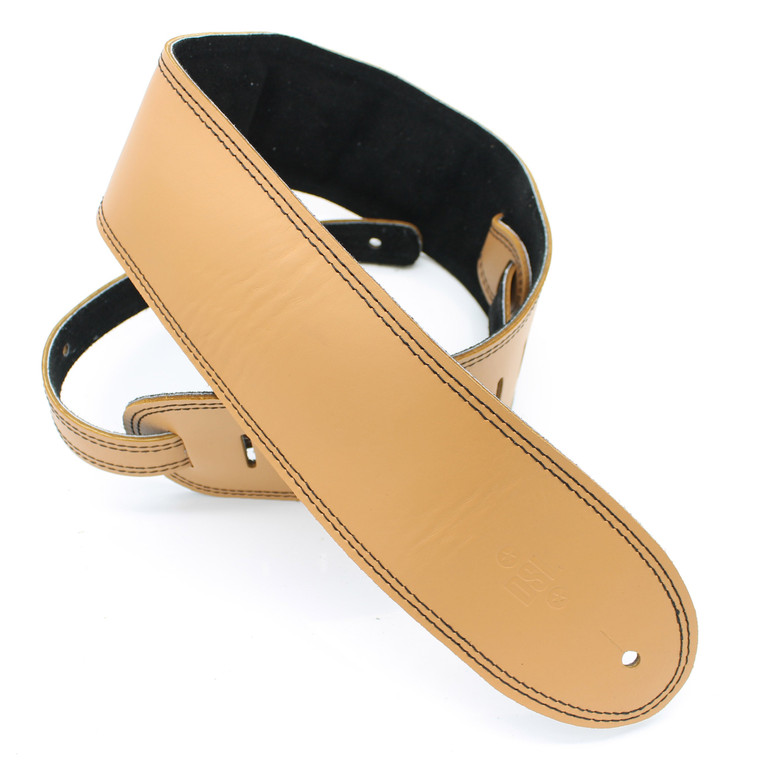 Dsl Guitar Strap 3.5" Padded Suede Tan/Black Leather