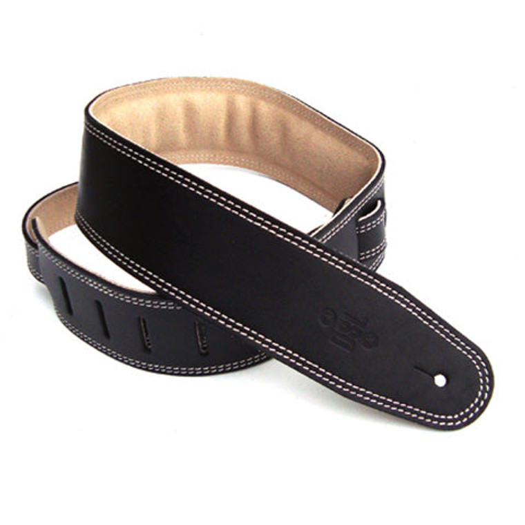 Dsl Guitar Strap 2.5" Padded Suede Black/Beige Leather