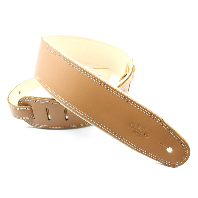 Dsl Guitar Strap 2.5" Rolled Edge Tan/Beige Leather