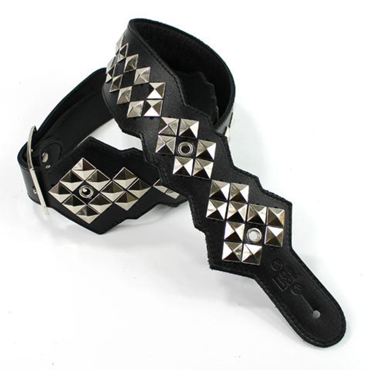 DSL Guitar Strap Leather 2.5" Pyramid Studs Tribute Series