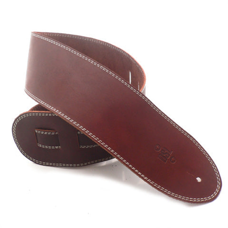 DSL Guitar Strap Leather 3.5" Beige Stitching SGE35 Marron