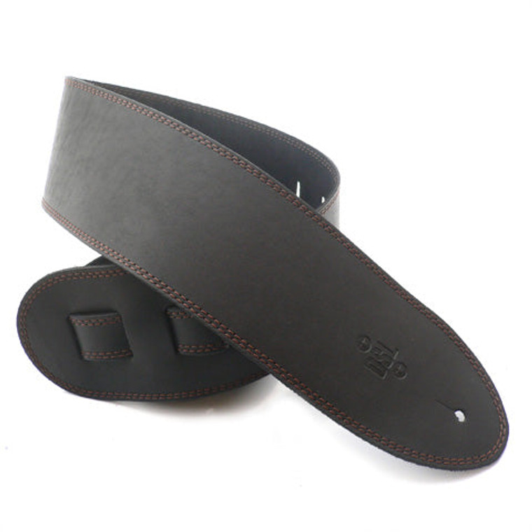 DSL Guitar Strap Leather 3.5" Brown Stitching SGE35