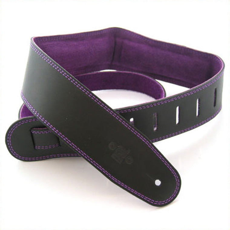 DSL Guitar Strap Leather 2.5" Purple suede backing GES25