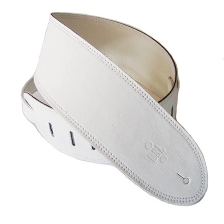 DSL Guitar Strap Leather 3.5" White Garment Leather backing GLG35
