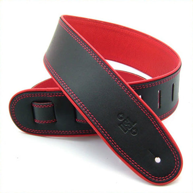 DSL Guitar Strap Leather 2.5" Black/Red GEP25