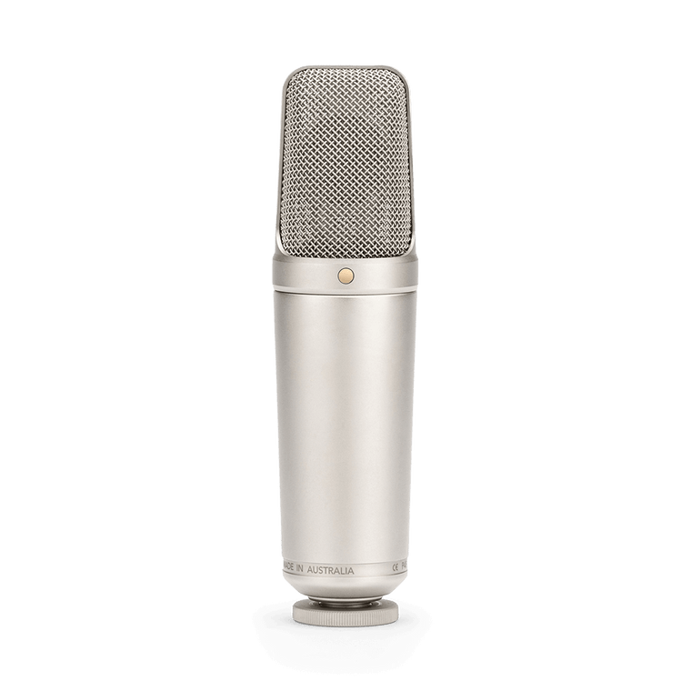 Rode NT1000 Large-diaphragm Condenser Microphone, Large-diaphragm Studio Condenser Mic with Satin Nickel Finish and Internal Shock Mounting.